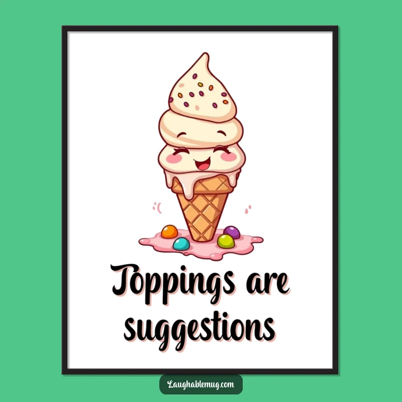 Funny Giggling Ice Cream Poster: Sweet Wall Art for a Cheerful Vibe - Funny Gift