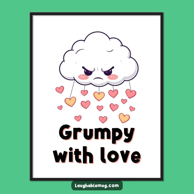 Funny Grumpy Cloud Art - Mood Decor Print, Unique Funny Gift