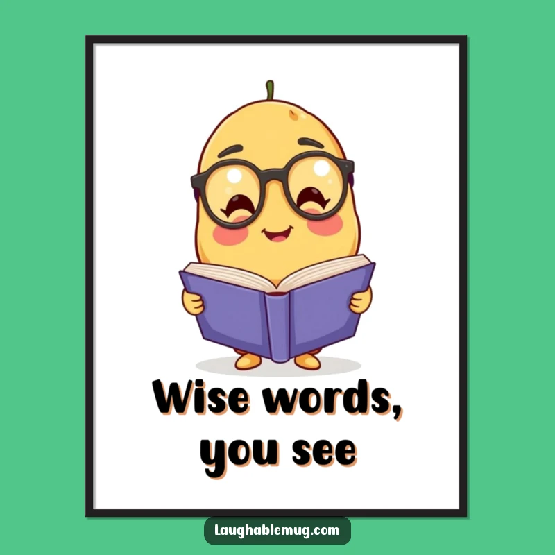 Funny Potato Scholar Poster: Adorable Spectacled Spud Reading Art, Perfect Humorous Gift for Any Room