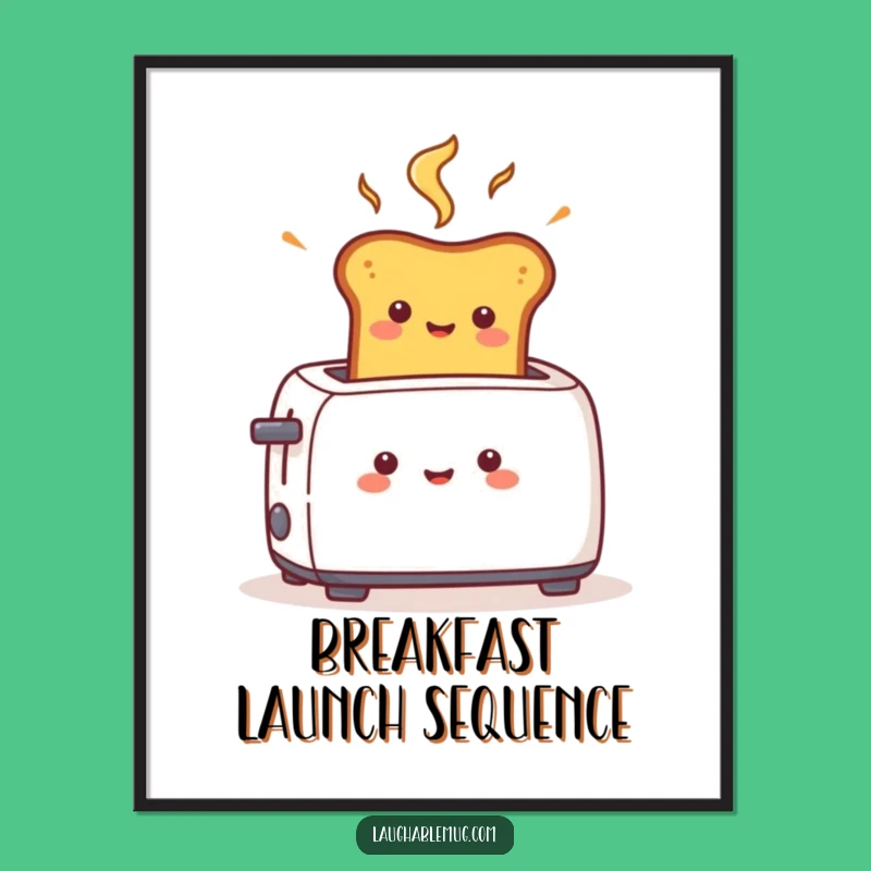Funny Toast Pop Poster: Cheerful Character Art, Fast Morning Surprise Decor