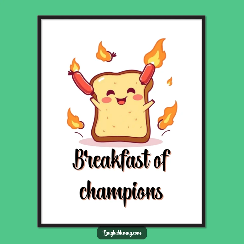 Funny Toast Sausage Juggler Poster: Bring Hilarious Breakfast Art Home!
