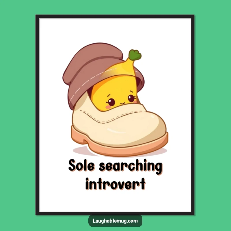 Funny Wall Art Poster: Shy Banana Shoe Art, Unique Funny Gift