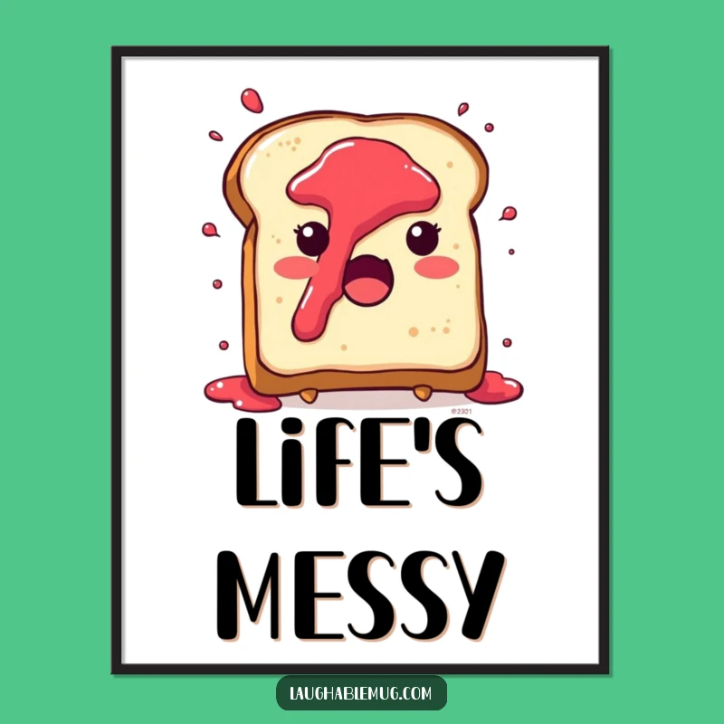 Funny Toast Poster: Jam Splatter Surprise, Humorous Wall Art & Gift Idea