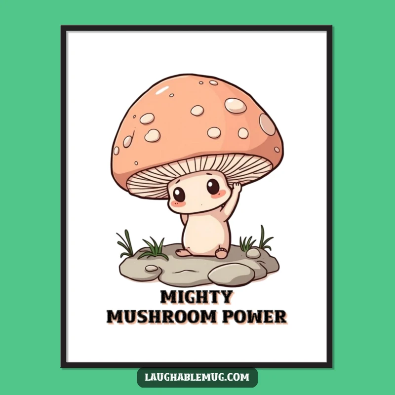 Funny Determined Mushroom Poster: Motivational Art with a Humorous Twist