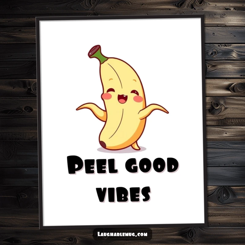 Funny Poster: A banana peels itself with immense glee and giggles, a perfect depiction of surprised delight.