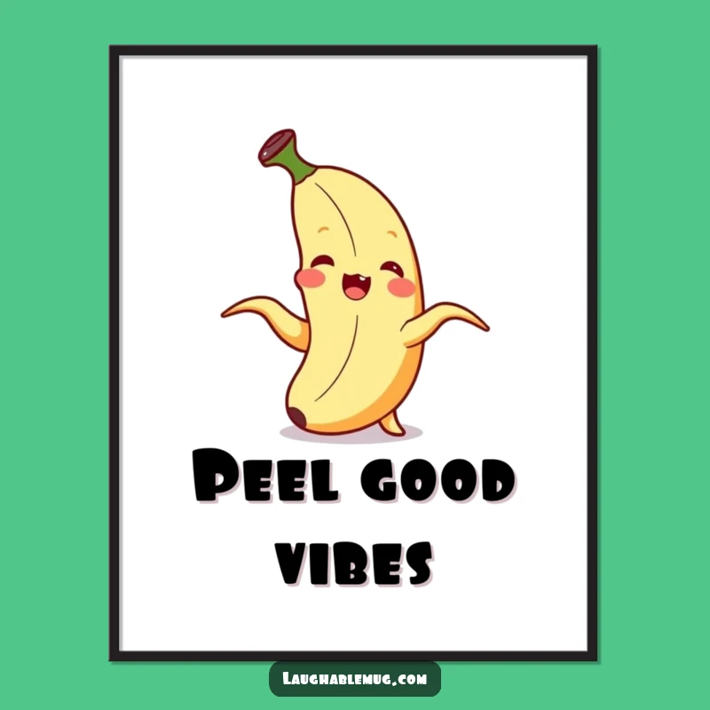 Funny Giggling Banana Poster, Whimsical Self-Peeling Fruit Wall Art Gift