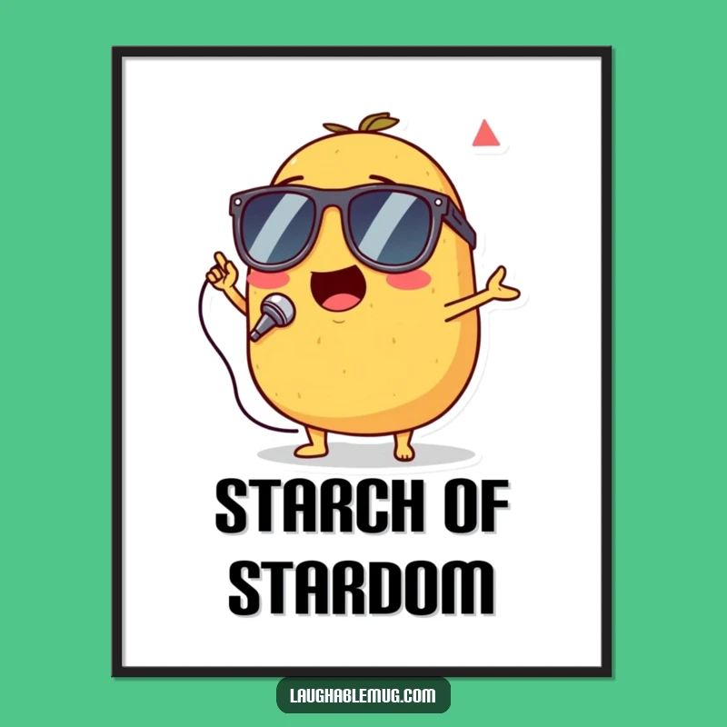 Funny Singing Potato Poster: Rockstar Spud Art, Perfect Quirky Wall Decor