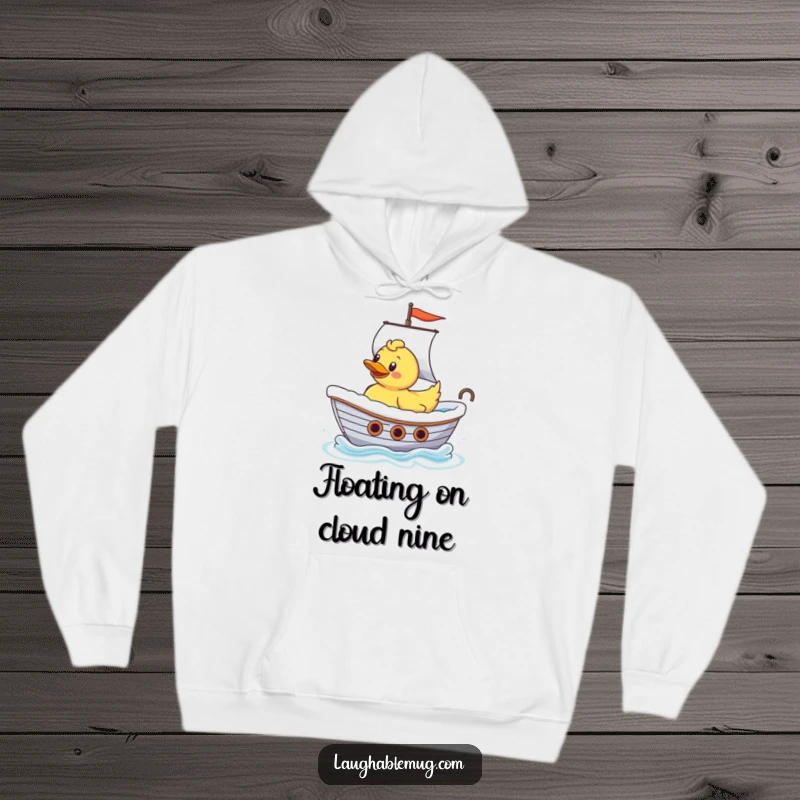 Funny Rubber Ducky Ship Captain Hoodie: A comfortable hoodie showing a rubber ducky using a bathtub as a ship on a grand adventure.