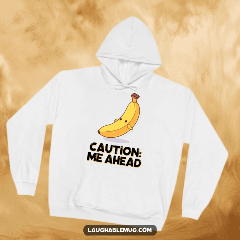Funny hoodie: A soft, warm hoodie featuring a banana comically slipping dramatically on its peel, perfect for cozy, humorous moments.