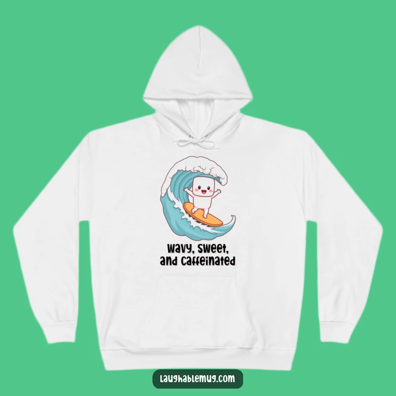 Funny Marshmallow Surfer Hoodie - Cozy Coffee Wave Sweatshirt, Perfect Funny Gift