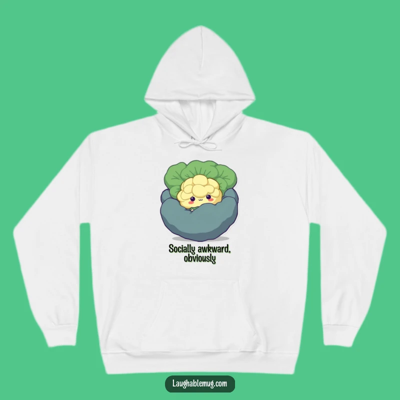 Cozy Funny Shy Broccoli Hoodie: Warm Hiding Floret, Perfect Humorous Gift for Comfort Lovers