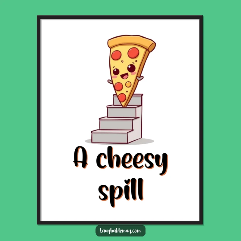 Free Printable Wall Art: Comical Pizza Stair Slide for Fun Decor