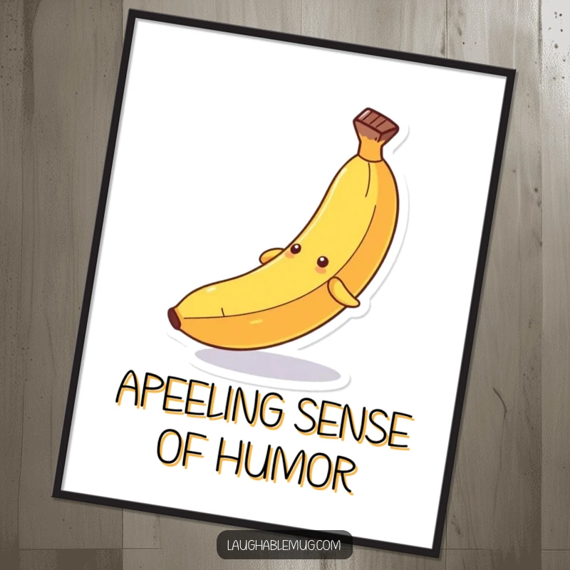 Funny Free Printable Wall Art: An anthropomorphic banana dramatically slipping on its own peel, a hilarious piece of decor.