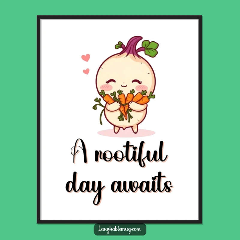 Free Printable Wall Art: Shy Turnip Blushing, Cute Veggie Humor, Downloadable Decor Gift