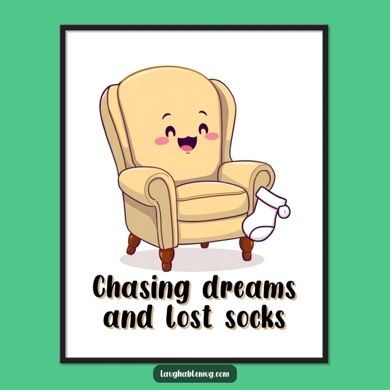 Funny Free Printable Wall Art: Armchair Sock Chase Downloadable Decor