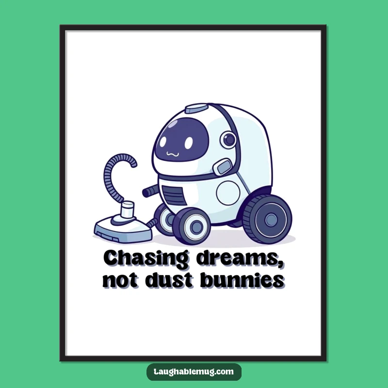 Quirky Free Printable Wall Art: Clumsy Robot Vacuum Downloadable Decor