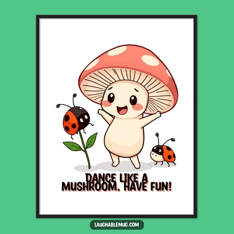 Goofy Mushroom Dance Art: Free Printable Wall Decor - Funky Gift!