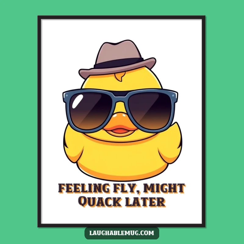 Free Printable Wall Art: Funny Kawaii Ducky Sunglasses Fedora Downloadable Home Decor