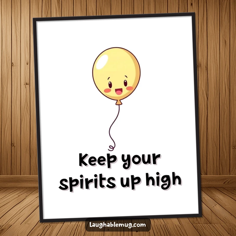 Funny Free Printable Wall Art: A playful balloon attempting to escape its string by juggling it, whimsical decor.