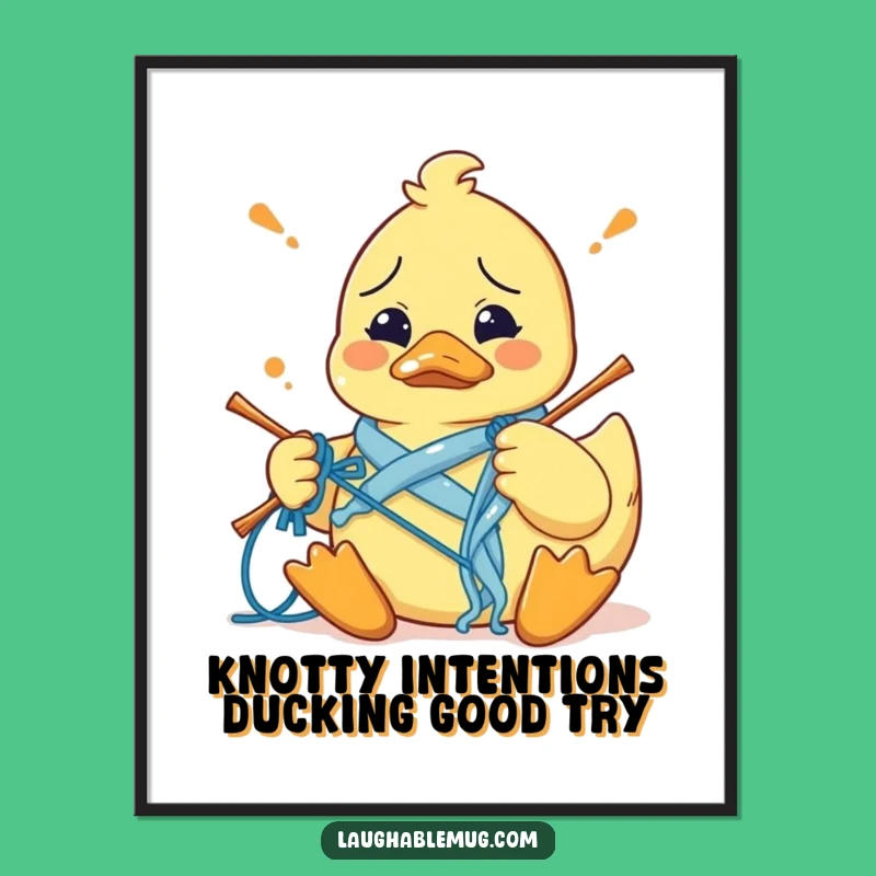 Free Printable Wall Art: Confused Duck Knits. Funny Downloadable Decor, Quirky DIY Gift.