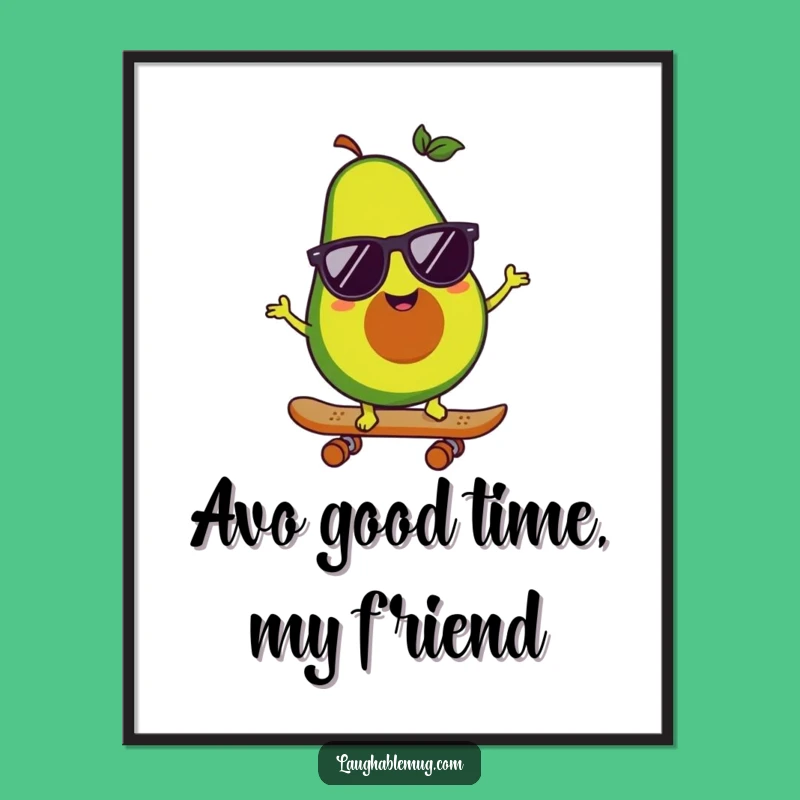 Free Printable Wall Art: Cool Avocado Skater, Fun Downloadable Decor