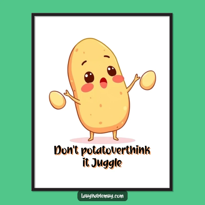 Free Printable Wall Art: Juggling Potato Character, Funny Downloadable Art for a Lively Space