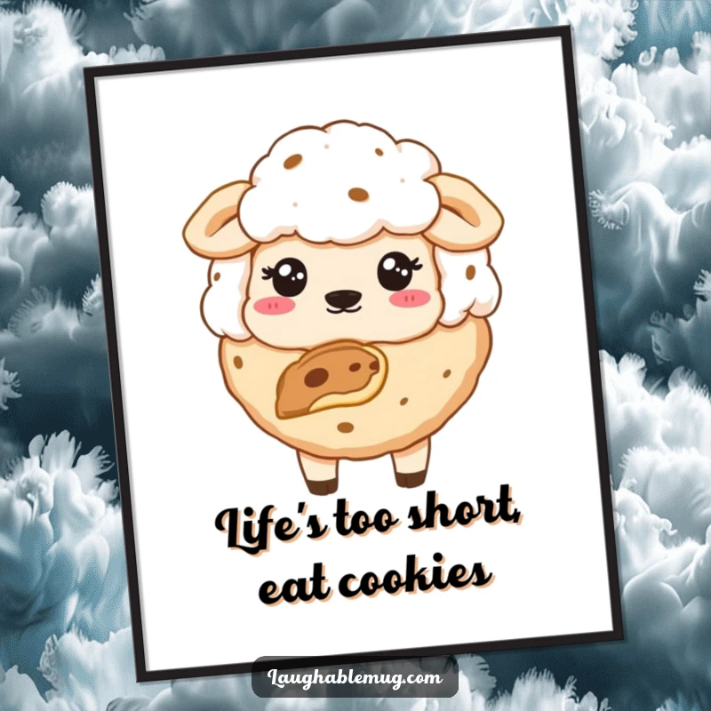 Funny Free Printable Wall Art: A cookie with a bite out, giving a sheepish and slightly guilty expression.