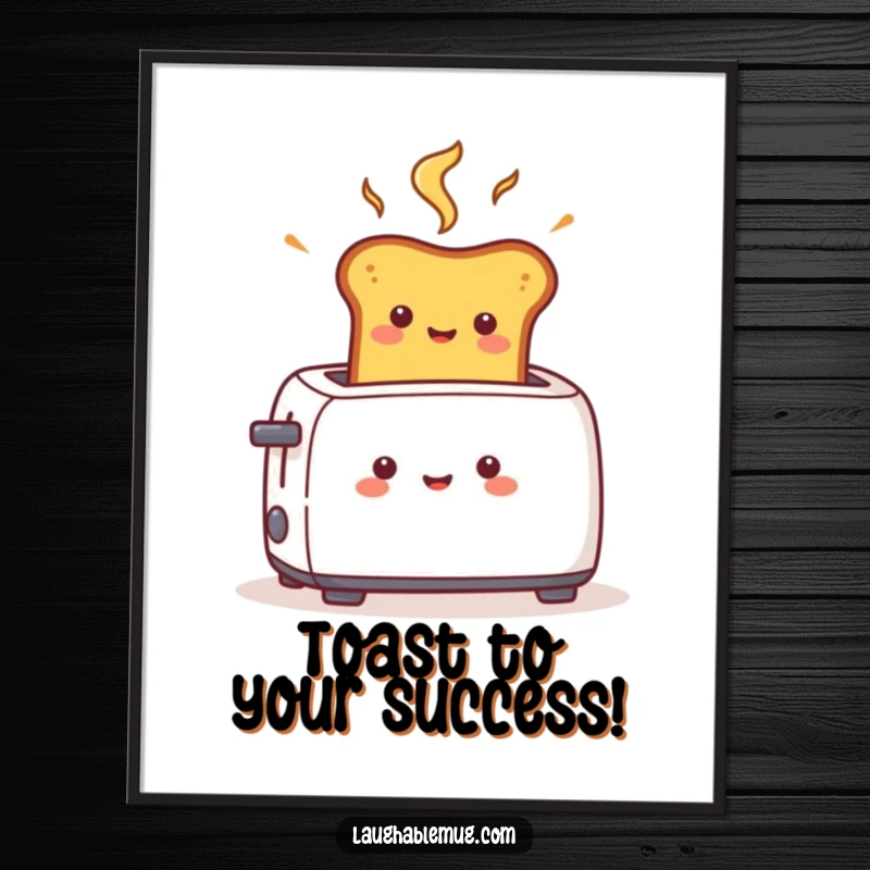 Funny Free Printable Wall Art: A piece of toast launching rapidly from a toaster, depicted as energetic and surprising decor.