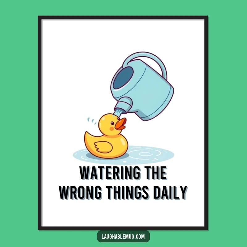 Funny Free Printable Wall Art: Watering Can Duck Downloadable Decor