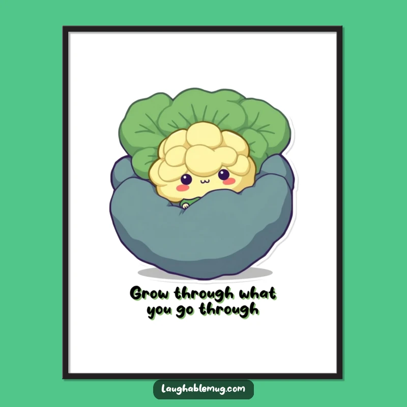 Free Printable Wall Art: Shy Broccoli Hiding, Funny Downloadable Home Decor