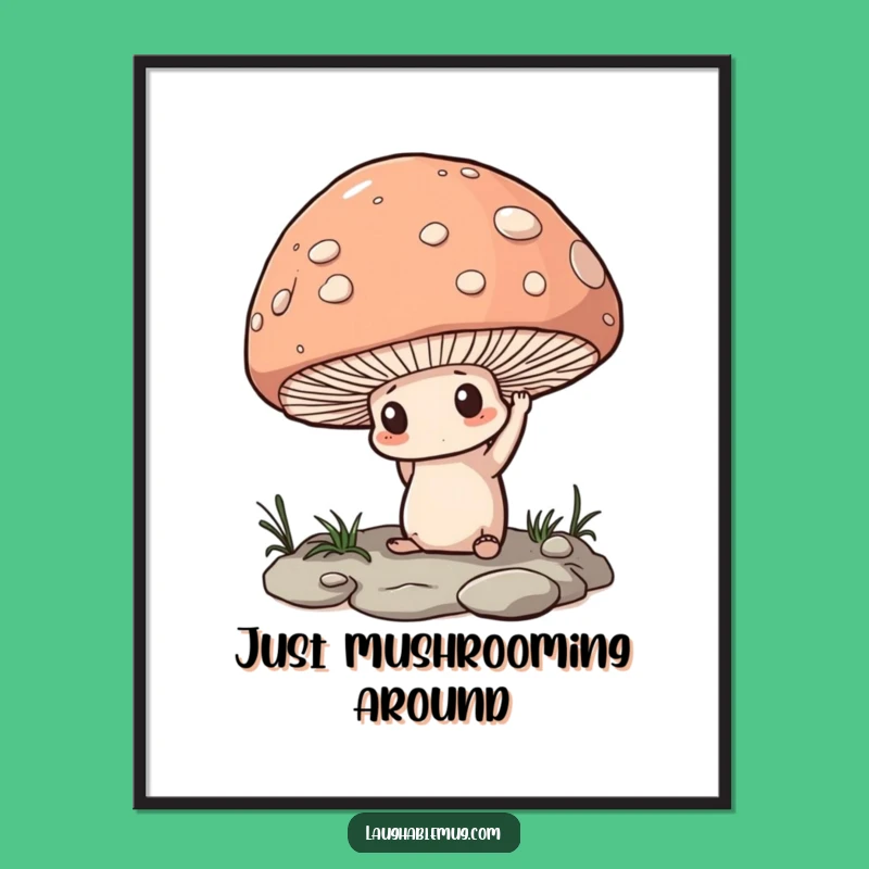 Free Printable Wall Art: Determined Mushroom Lifting Pebble Motivational Downloadable Decor