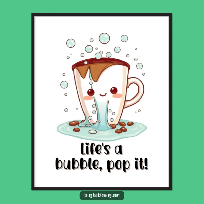 Kawaii Bubble Coffee Art: Free Printable Wall Decor - Fun Drink Gift!