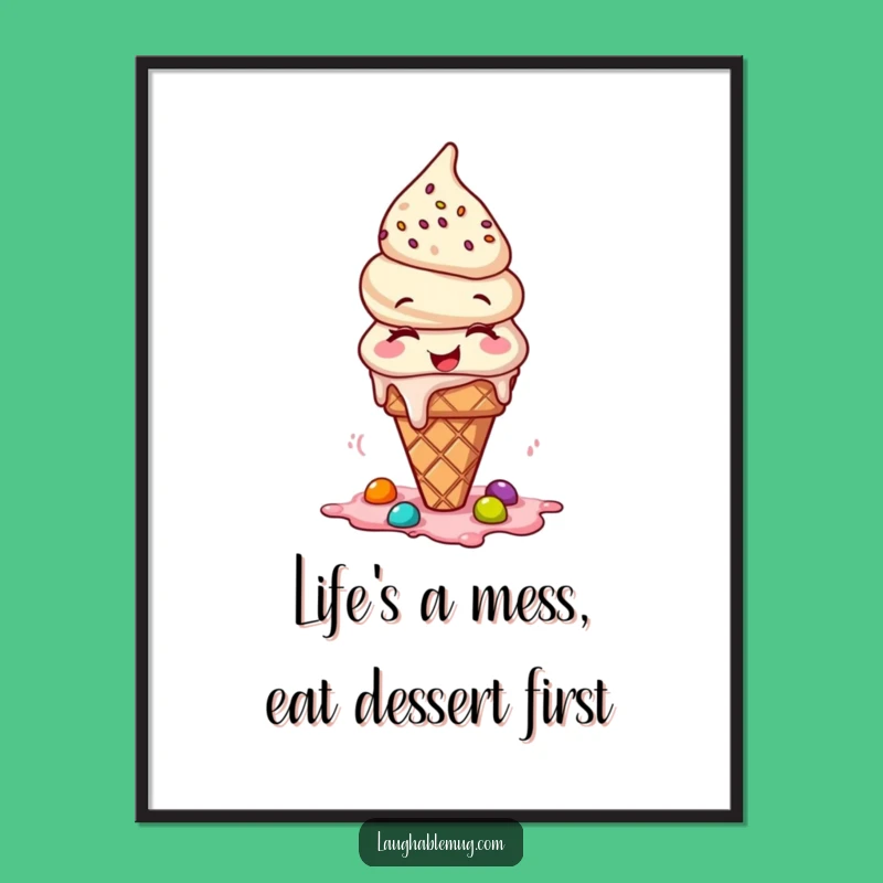 Free Printable Wall Art: Giggling Ice Cream Downloadable for Fun Home Decor
