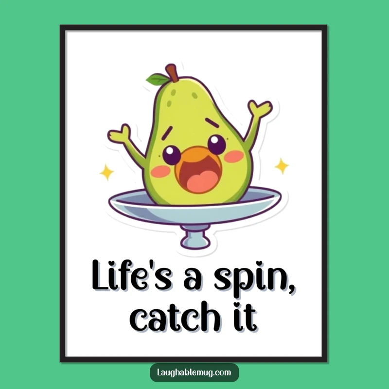 Funny Free Printable Wall Art: Dizzy Avocado's Chaotic Spin - Downloadable Decor