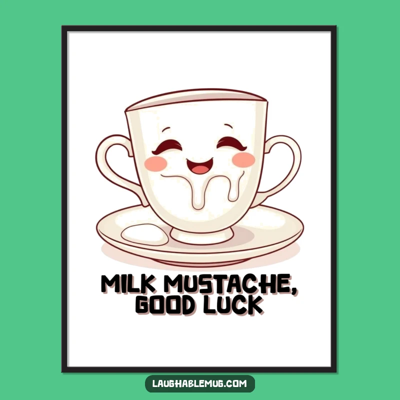 Free Printable Wall Art: Mischievous Teacup Spill, Funny Downloadable Decor