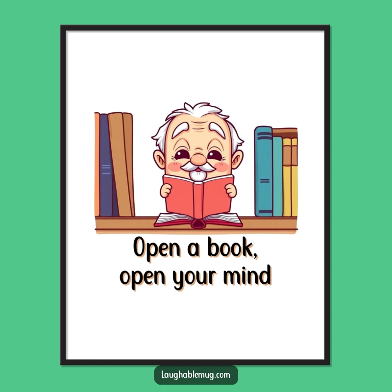 Free Printable Wall Art: Leaping Book Character, Funny Downloadable Literary Decor