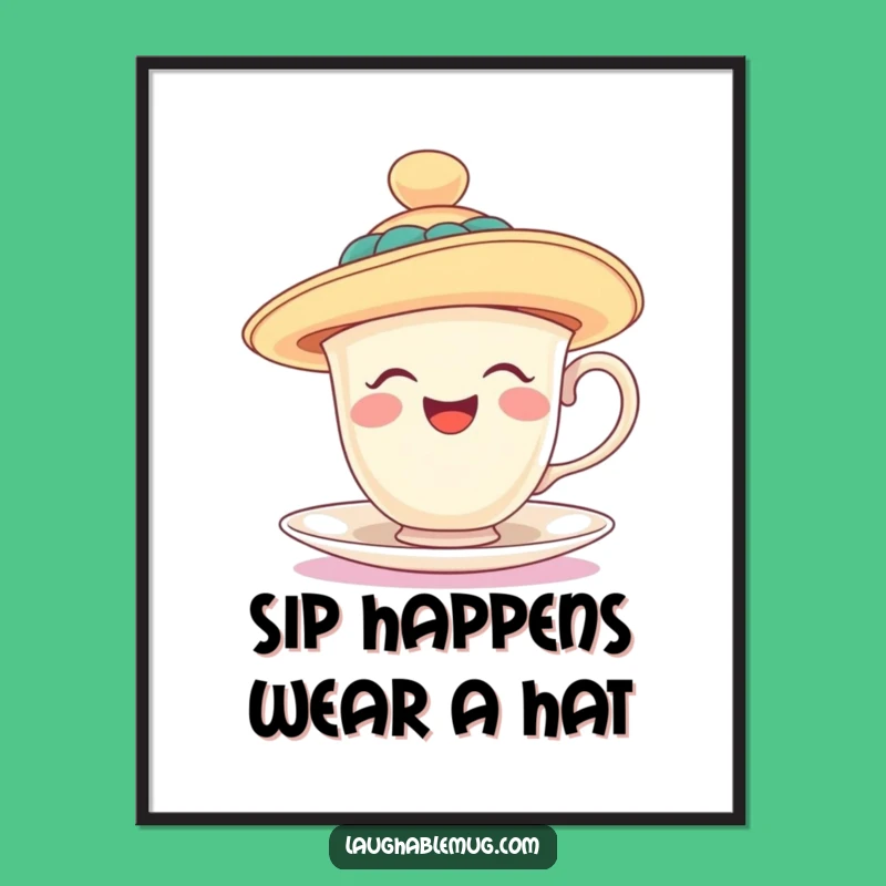 Free Printable Wall Art: Hilarious Teacup with Giant Hat Art Piece