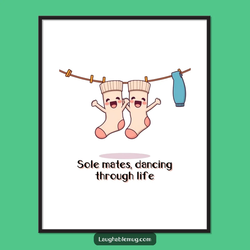 Whimsical Free Printable Wall Art: Dancing Socks on Clothesline Downloadable Decor