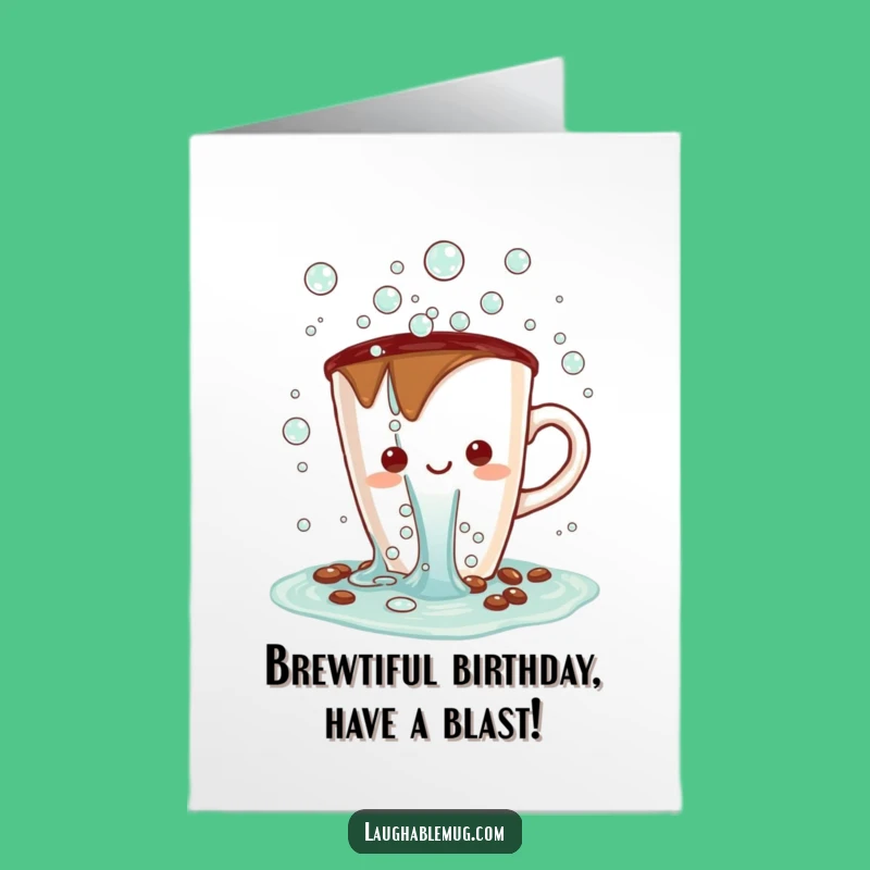 Free Printable Birthday Card: Bubbling Kawaii Coffee Cup - Fun Gift!