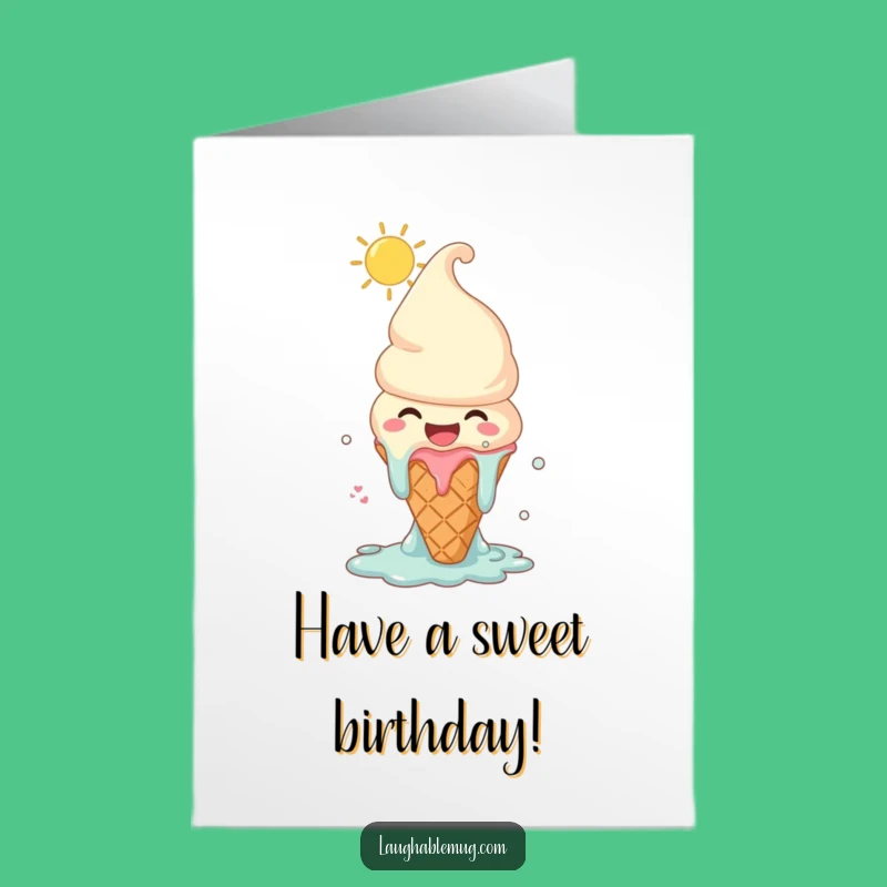 Free Printable Birthday Card: Melting Ice Cream Joy, Funny Downloadable Gift