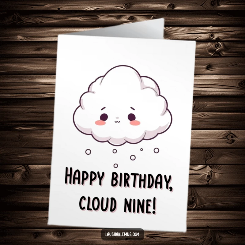 Funny free printable birthday card of a surprised fluffy cloud tripping over its mist, celebrating a birthday.