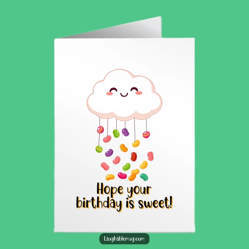 Free Printable Cloud Birthday Card - Jelly Bean Rain Funny Card for Kids