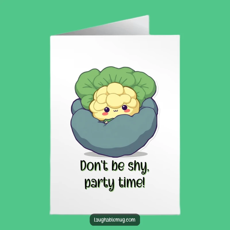 Free Printable Funny Birthday Card: Shy Broccoli Hiding, Humorous Downloadable Gift