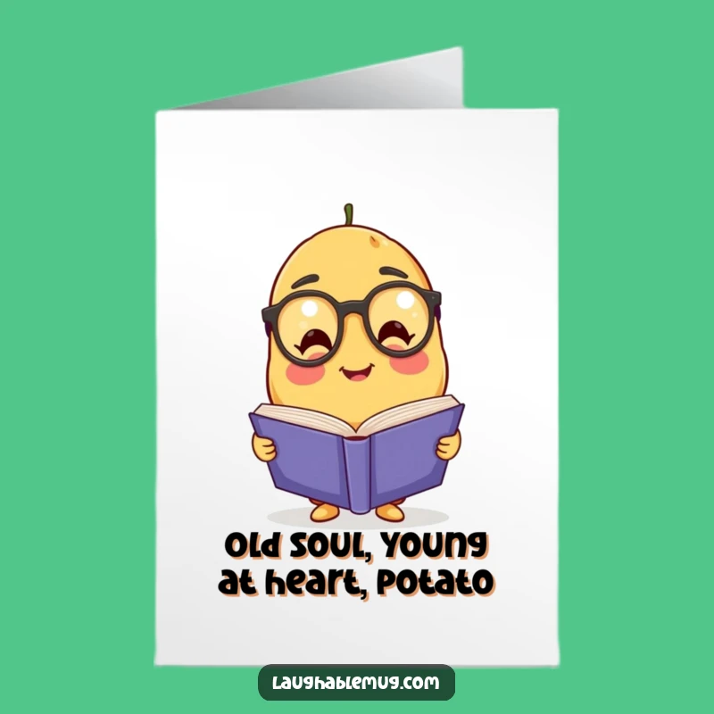 Free Printable Funny Birthday Card: Smart Potato Reading Book, Humorous Downloadable Gift