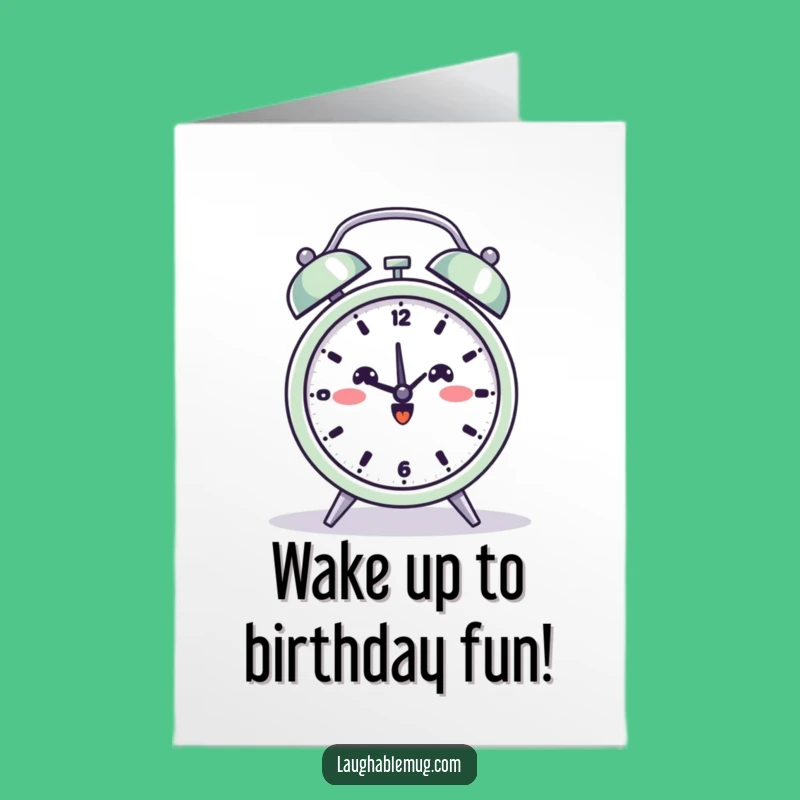 Free Printable Funny Birthday Card: Yoga Alarm Clock Wishes You Well