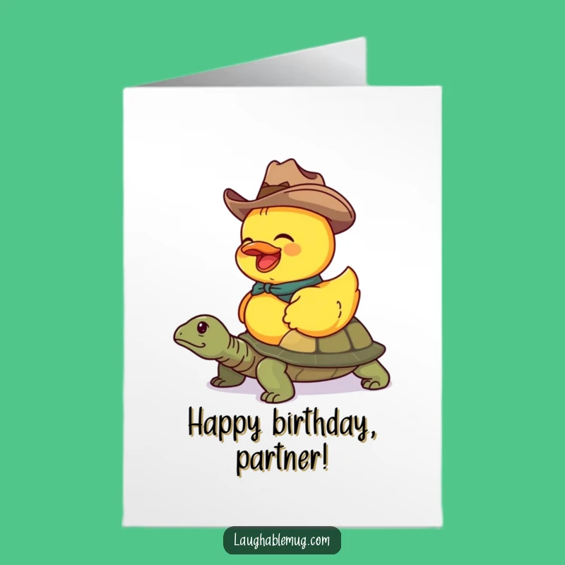 Free Printable Funny Duck Cowboy Birthday Card - Hilarious Downloadable Gift for Kids Adults