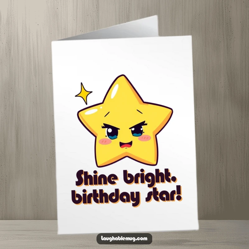 Funny Free Printable Birthday Card: A mischievous star winking with exaggerated, sparkling light, sending cheerful birthday wishes.