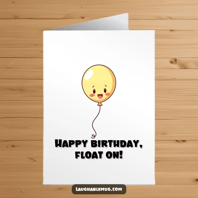 Funny Free Printable Birthday Card: Playful balloon juggling its own string, attempting an escape, a hilarious DIY gift.