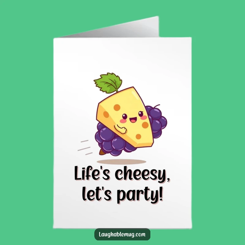 Free Printable Funny Birthday Card: Cheese & Grape Adventure, Perfect Downloadable Gift