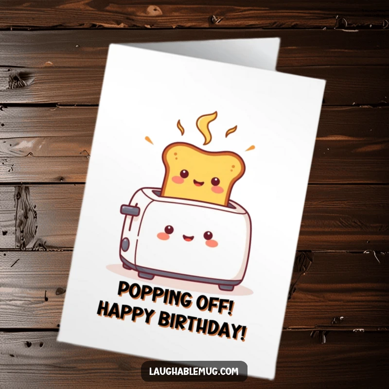 Funny Free Printable Birthday Card: A piece of toast launching out of a toaster at high speed, ready to celebrate.